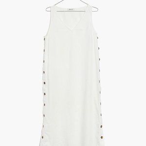 NWT Madewell Linen-Cotton Side-Button Midi Dress
